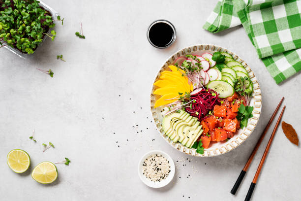 istock Poke bowl with fresh marinated salmon 1316816666