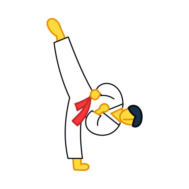ilustrações, clipart, desenhos animados e ícones de menino isolado fazendo ícone de karatê - martial arts child judo computer graphic