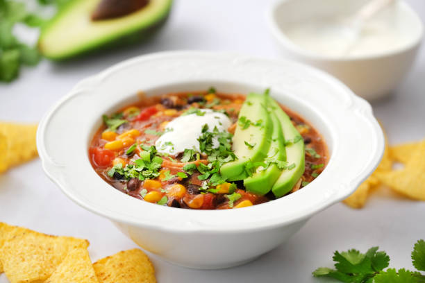 Mexican food. Chicken enchilada soup.