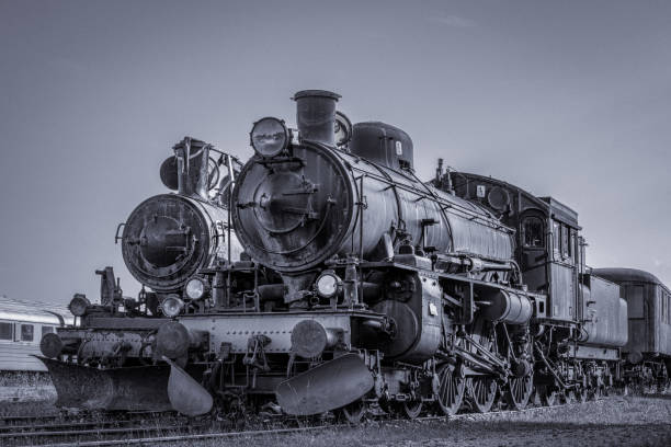 istock Two old steam locomotives standing side by side 1316823283