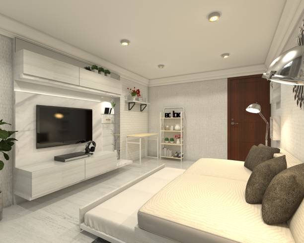 istock Modern Living Room Design With Sofa Bed And Television Cabinet 1316824362
