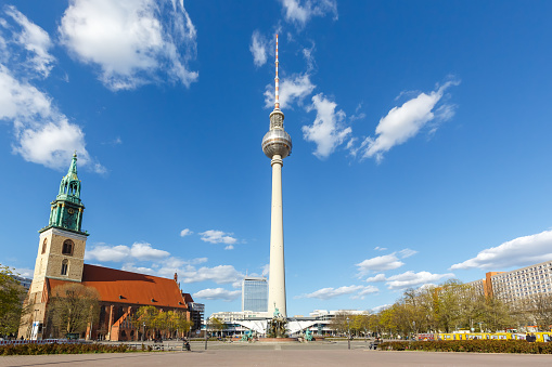Berlin Skyline tv tower Alexanderplatz Alexander square in Germany landmark
