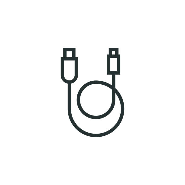 ilustrações, clipart, desenhos animados e ícones de ícone da linha do cabo usb - usb wire