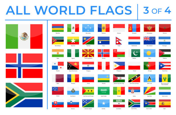 World Flags - Vector Rectangle Glossy Icons - Part 3 of 4 World Flags - Vector Rectangle Glossy Icons - Part 3 of 4 mexico poland stock illustrations