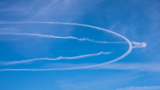 istock Strange unusual figure in the sky painted by plane 1316841053