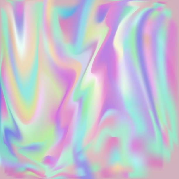 istock Hologram fantasy background with  glow. Princess holographic backdrop with shiny lights. Iridescent beautiful colors. Trendy hologram template. Vector illustration. 1316847544