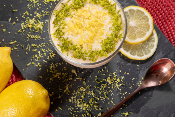 istock Lemon mousse in crystal bowl with lemon zest 1316848318