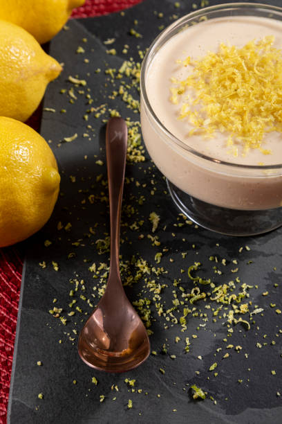 istock Lemon mousse in crystal bowl with lemon zest 1316848342
