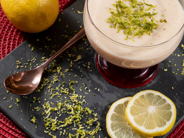 istock Lemon mousse in crystal bowl with lemon zest 1316848343