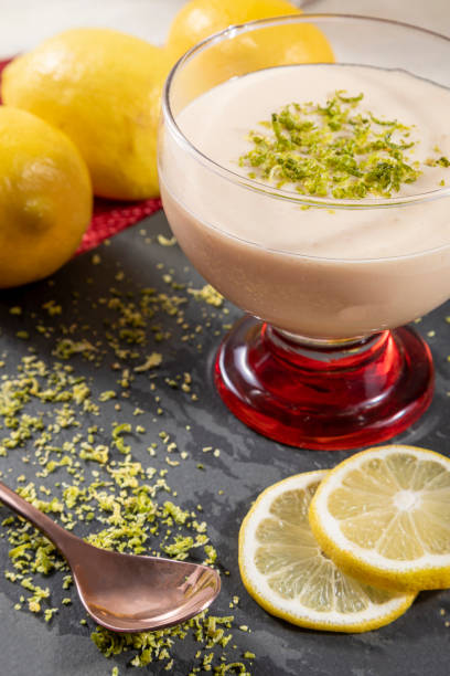 istock Lemon mousse in crystal bowl with lemon zest 1316848377