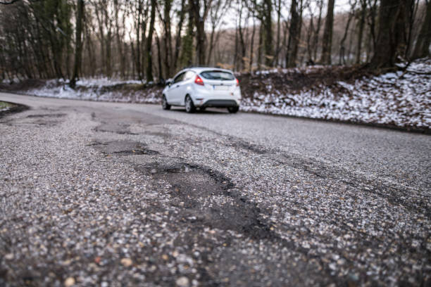 istock Damaged old mountain road. 1316849476