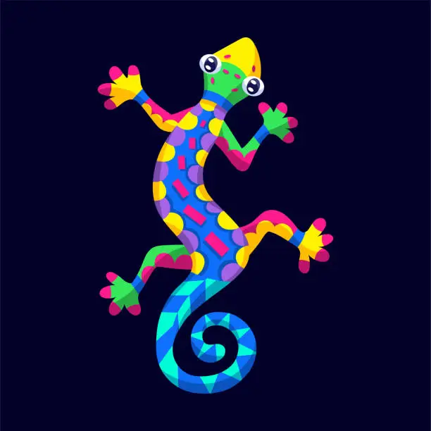 Vector illustration of Alebrije of an iguana Mexican culture