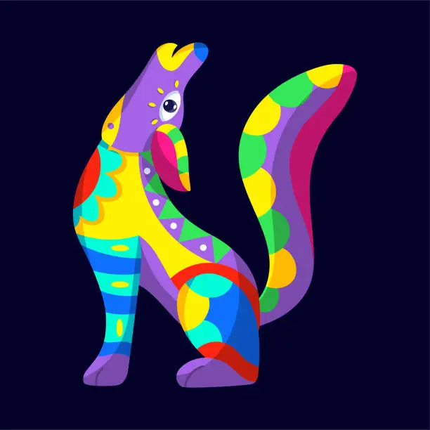 Vector illustration of Alebrije of a dog Mexican culture