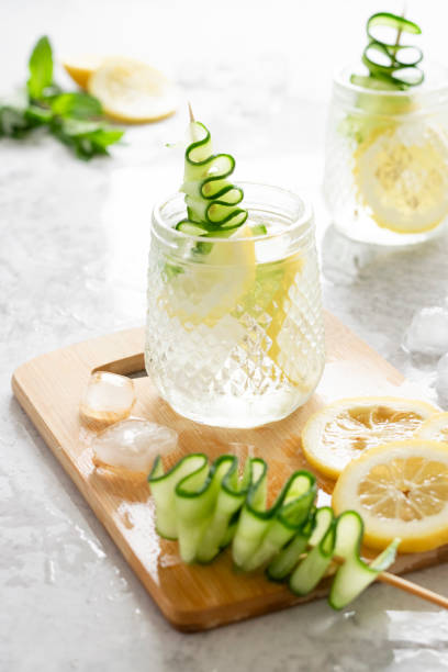 istock Refreshing iced drink with lemon and cucumber 1316860331
