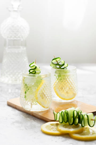 istock Refreshing iced drink with lemon and cucumber 1316860355