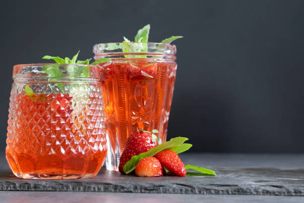 istock Refreshing summer drink with strawberry and mint 1316860372