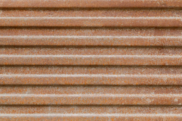 rusted corrugated steel sheet metal background and texture.