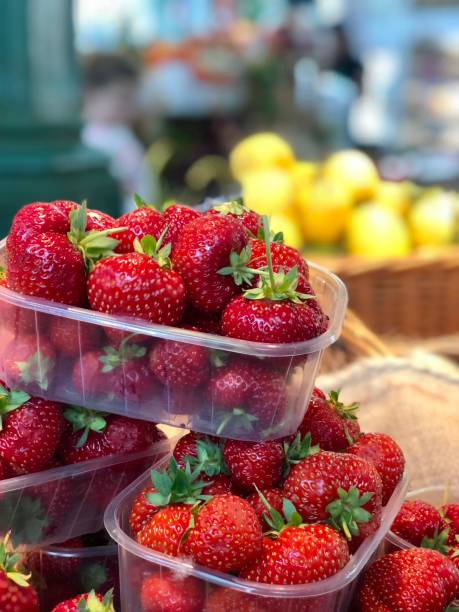 istock Fresh and beautiful strawberries in display for sale 1316865333