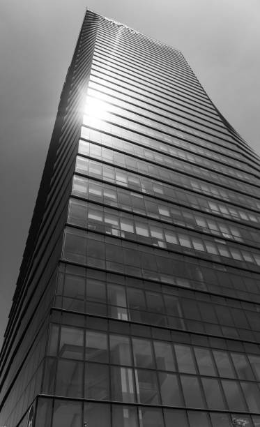 istock Skyscraper in black and white, with sun reflecting in it 1316867545