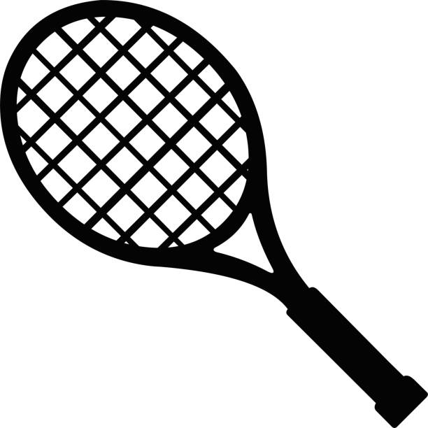 illustrations, cliparts, dessins animés et icônes de illustration vectorielle de silhouette de raquette de tennis - tennis serving silhouette racket