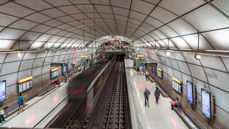 Bilbao Spain y   Basque Country timelapse Metro station with