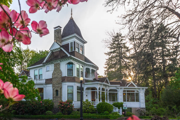 Salem, Oregon, USA - April 21st, 2021: Deepwood Historical Estate, Museum and Garden, in springtime