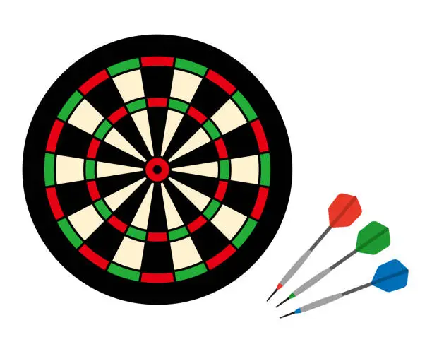 Vector illustration of Dart board and arrows isolated vector illustration.