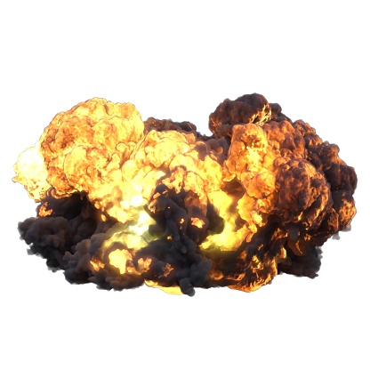 3D illustration explosion isolated on white background