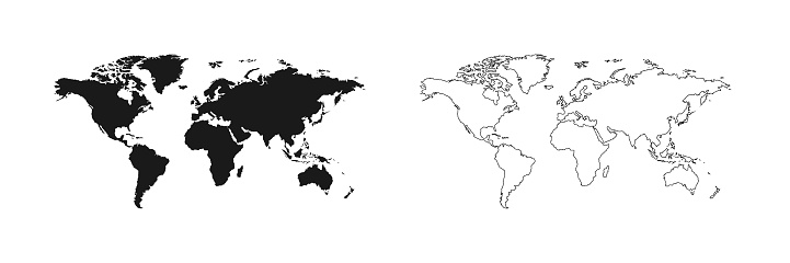Earth Layout Simple Earth Map Earth Map In Simple Flat Lines Design Isolated World Map ...