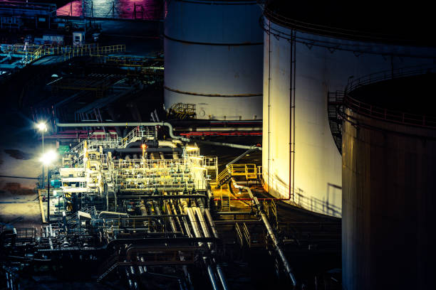 istock Petrochemical plant at twilight 1316894959