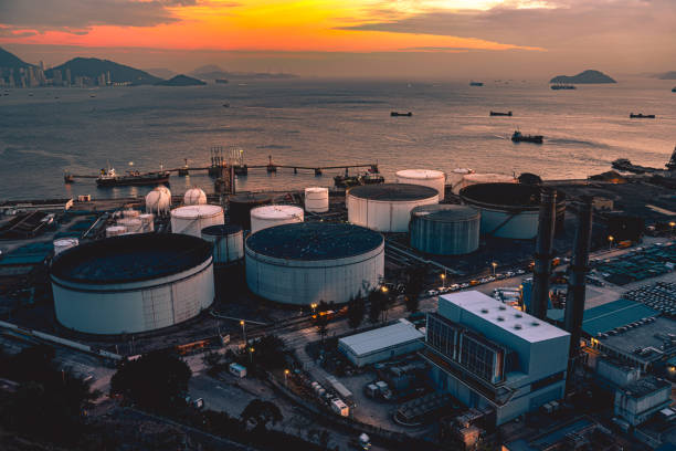 istock Petrochemical plant at twilight 1316895016