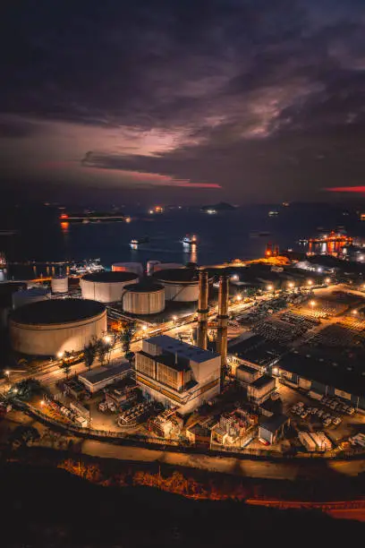 Photo of Petrochemical plant at twilight