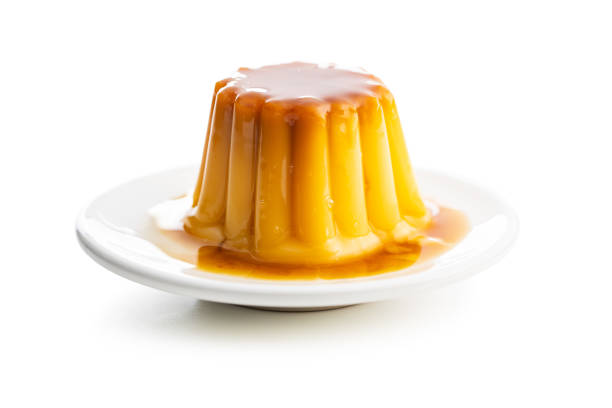 istock Sweet vanilla pudding. Sweet dessert with caramel topping. 1316900289