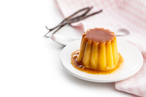 istock Sweet vanilla pudding. Sweet dessert with caramel topping. 1316900307