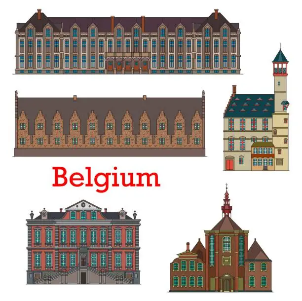 Vector illustration of Belgium landmarks and architecture, Belgian Liege