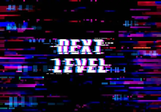 Vector illustration of Glitch background, Next Level pixels digital noise