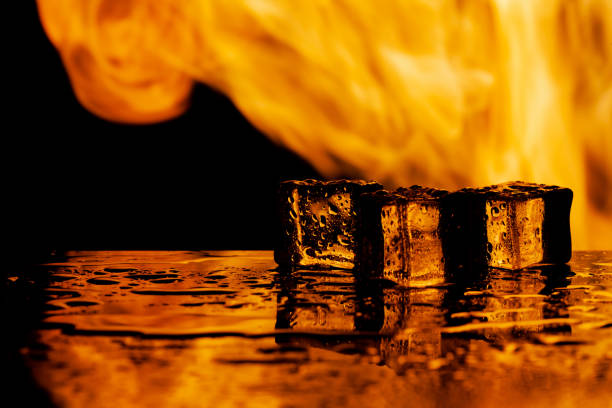 istock water and fire, ice and flame, black background, place under the text 1316905642