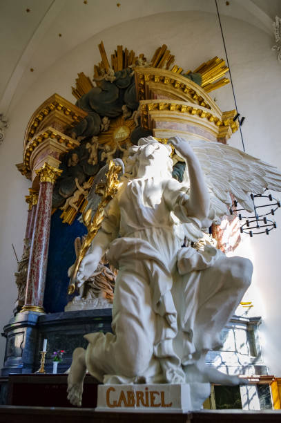 interior of the church of our saviour (vor frelsers kirke), copenhagen, denmark - denmark indoors church angel imagens e fotografias de stock