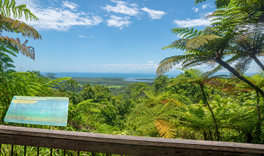 Walu Wugirriga Lookout, Queensland, Australia; May 4th, 2021 - Also known as Mount Alexandra Lookout it is a great great place to see the Daintree River as it flows into the ocean.