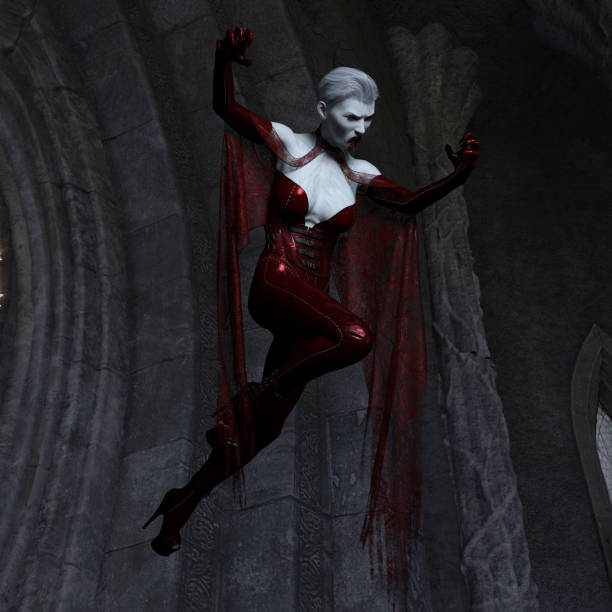 istock Vampire woman in a gothic castle 3d illustration 1316911764