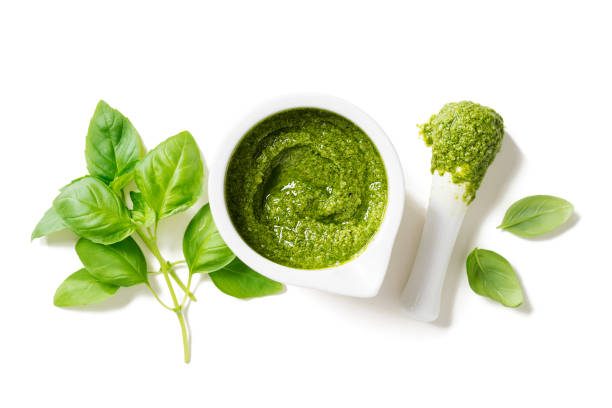 istock Fresh Italian pesto sauce with basil, pine nuts, parmesan cheese 1316913761