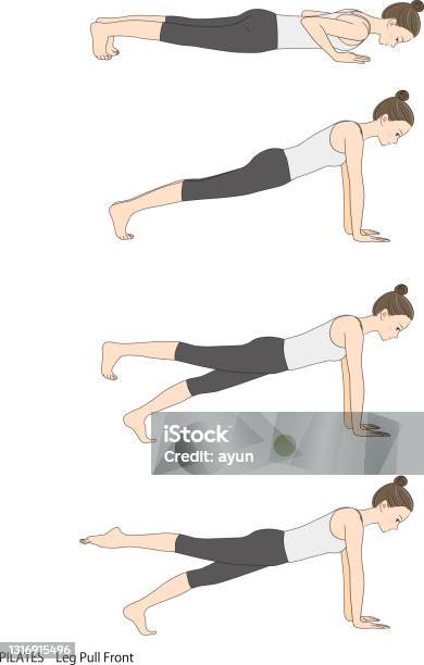 Pilates Sequence Side Bend Stock Illustration - Download Image Now
