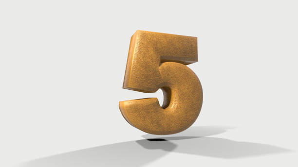 istock Gold number 5 on a white background 3D illustration. 1316916250
