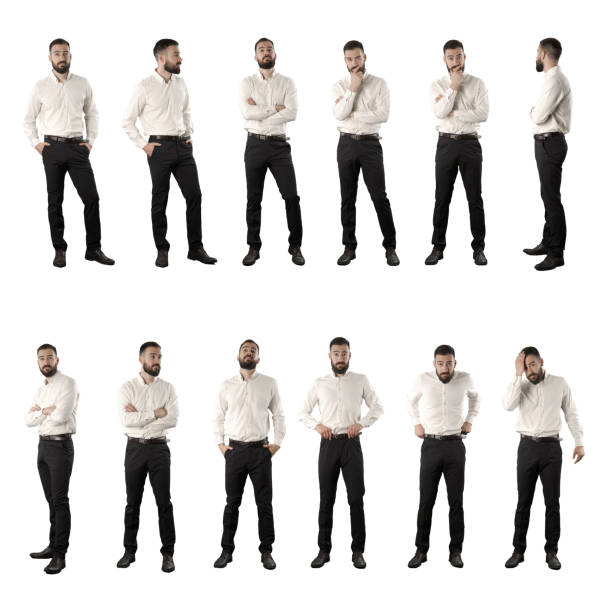 istock Set of confident business man posing, thinking and getting dressed 1316917089