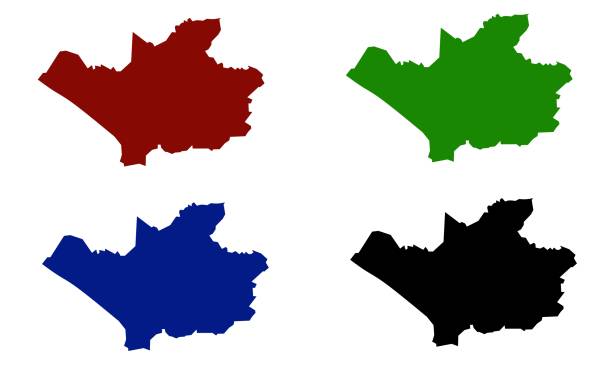 silhouette map of the city of Leverkusen in Germany design silhouette map of the city of Leverkusen in Germany on white background leverkusen stock illustrations