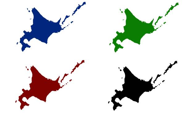 日本の北海道のデザインシルエット地図 - 北海道点のイラスト素材／クリップアート素材／マンガ素材／アイコン素材