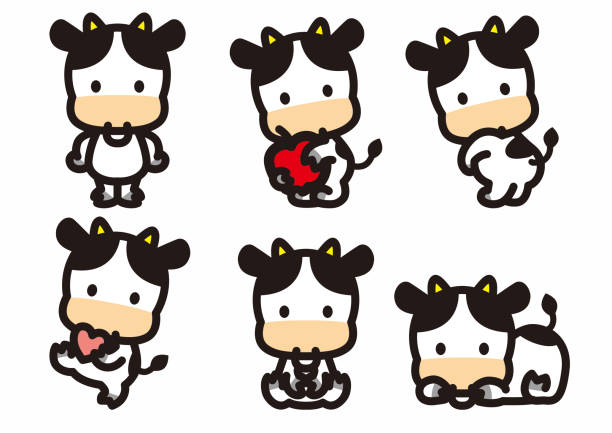 Cute cow character Cute cow character year of the ox stock illustrations