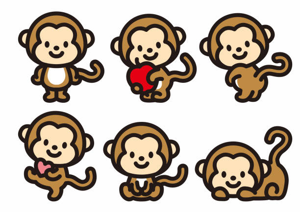 かわいい猿のキャラクター - チンパンジー点のイラスト素材／クリップアート素材／マンガ素材／アイコン素材
