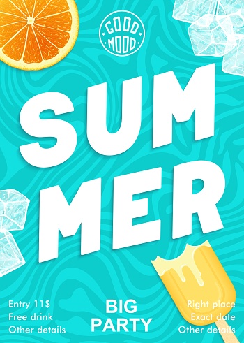 Bright and modern Summer party poster. Vector template
