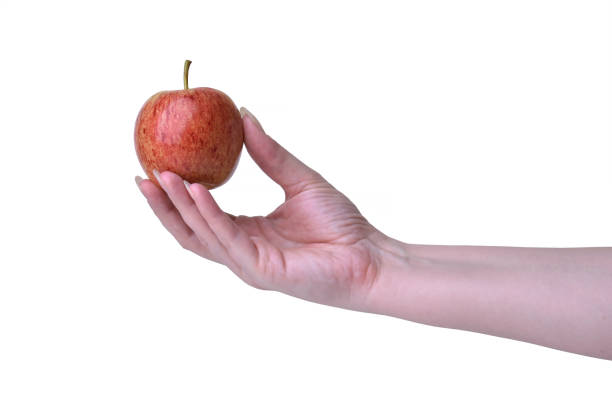 istock Woman hand holding  Apple Isolated on White Background. 1316925510